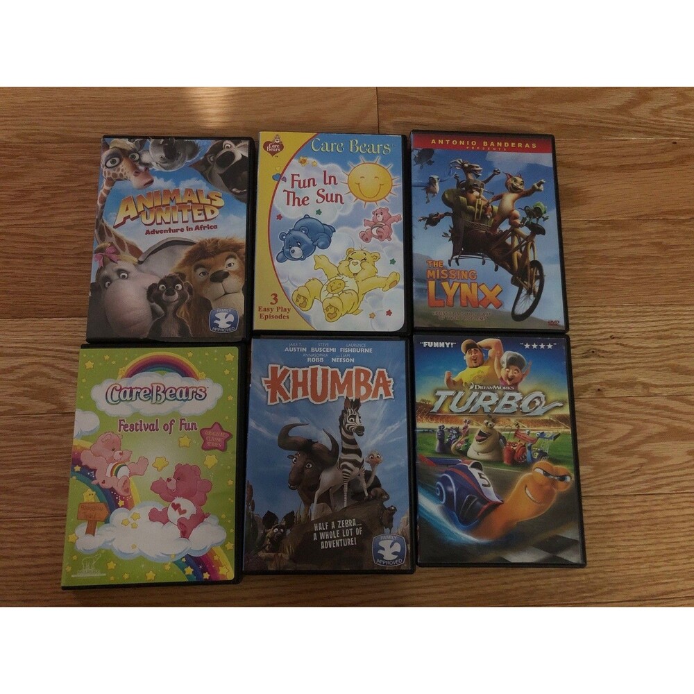 Bundle‎ 6 Children's Animated DVDs Khumba-Care Bears-Turbo-Missing Lynx-Animals